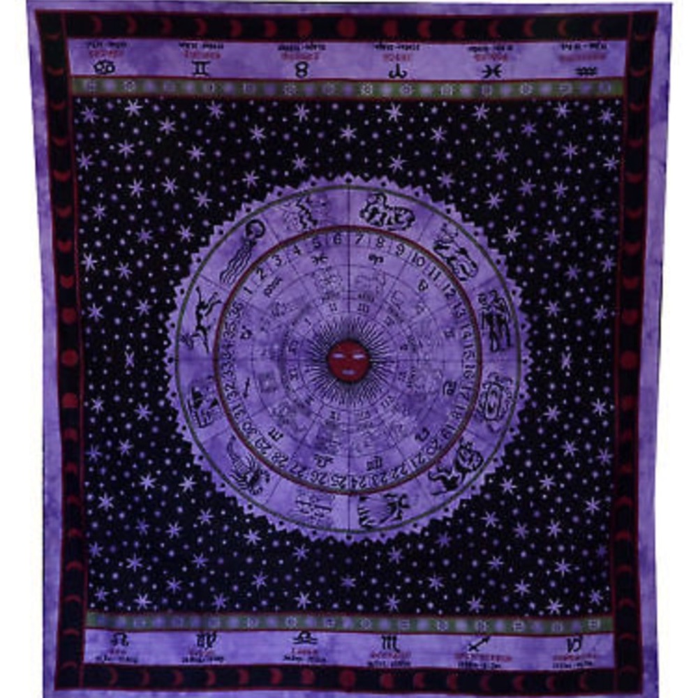 Purple queen size zodiac tapestry